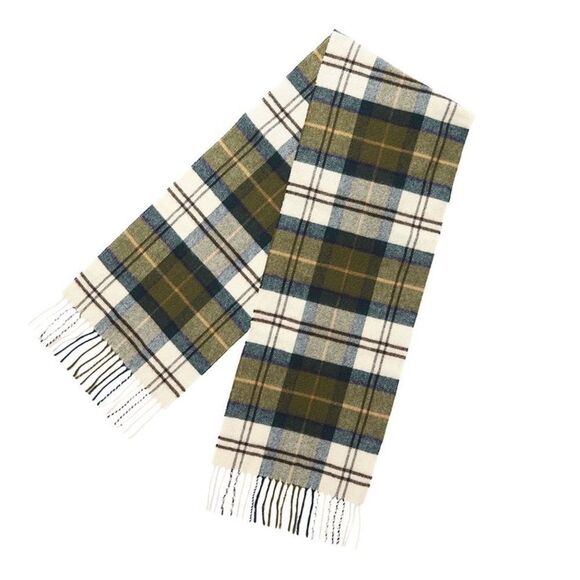 BARBOUR MERINO WOOL CASHMERE TARTAN SCARF in Ancient Color NWT in packaging - Picture 1 of 4
